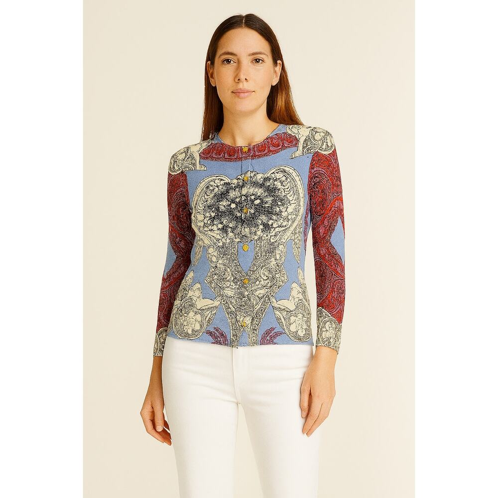 Versace Silk Printed‎ Button Front Cardigan